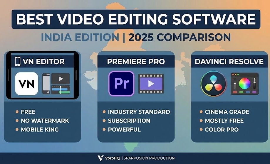Best Video Editing Software in 2025: VN Editor vs Premiere vs DaVinci